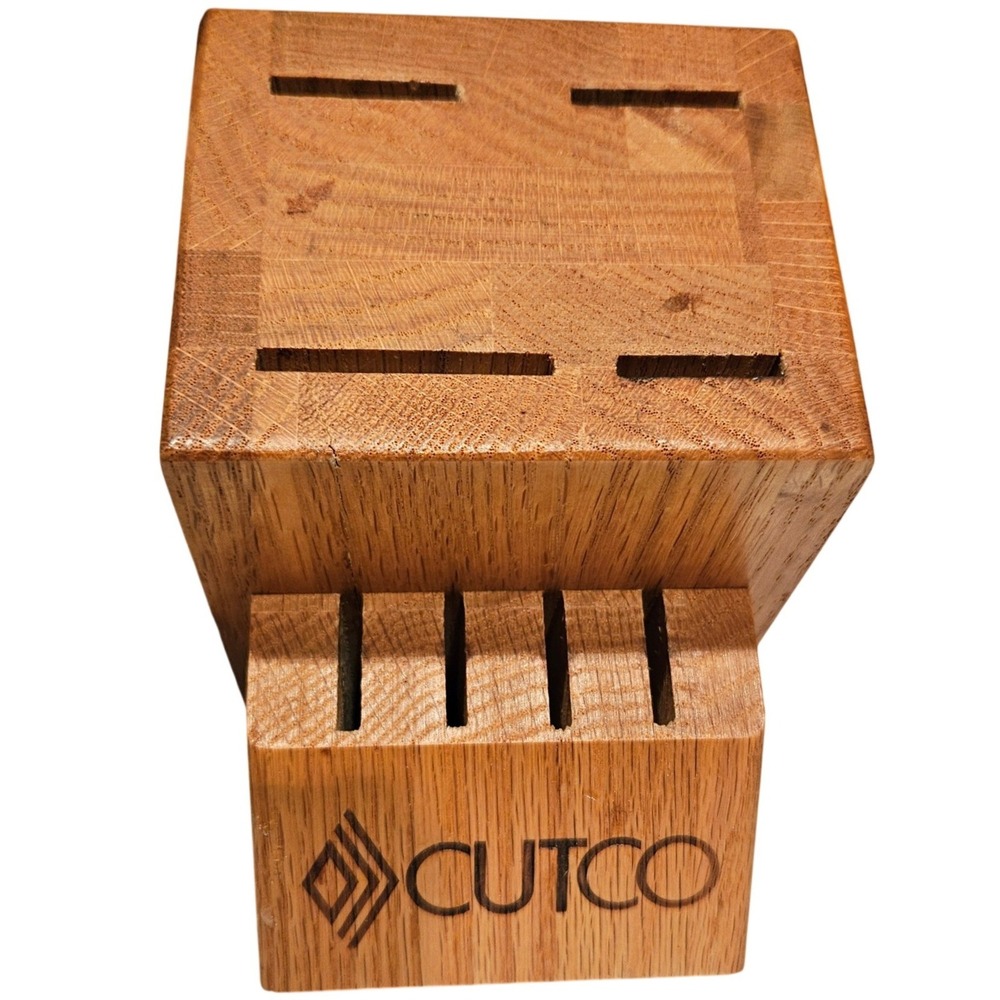 Cutco Knife Block 8 Slot Honey Oak Wood Kitchen Cutlery Storage Made in USA